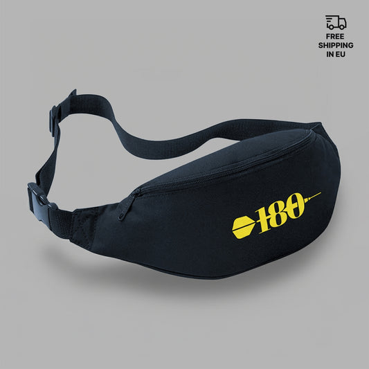 Black sling bag with a yellow 180 logo